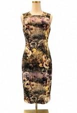 Nicole Miller Black Sleeveless Shift Dress with Circle Guipure Lace Trim at Neckline and Hem — listing 4