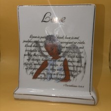 Cast Stone Scripture Sign - 1 Corinthians 13:7-8 with Pewter Heart — listing 5