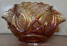 Vintage Marigold Carnival Glass Ruffled Bowl with Crackle/Tree Bark Texture, 7.5 inches — listing 3