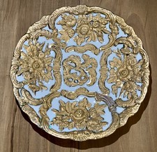 porcelain plates trim Pair of White Porcelain Salad/Dessert Plates with Gold Encrusted Scroll Border — listing 6