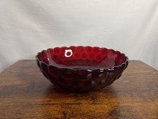 Ruby Red Glass Pitcher and Two Tumblers Set, Thumbprint/Georgian Pattern — listing 2