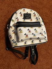 Disney Loungefly Mickey Mouse Canvas Mini Backpack, Blue with Embroidered Mickey Faces — listing 4