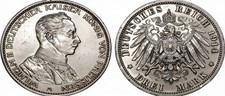 German Empire Prussia 3 Mark Silver Coin, Wilhelm II in Uniform, 1914 A (Berlin Mint) — listing 3