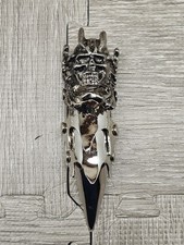 Four-Finger Gothic Skull Knuckle-Duster Statement Ring with Faceted Black Stone — listing 4