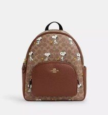 Coach Court Backpack in Signature Coated Canvas, Khaki/Saddle, listing 2