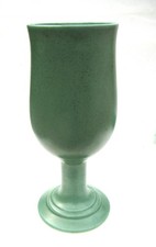Vintage American Art Pottery Green Molded Vase with Floral Relief — listing 3