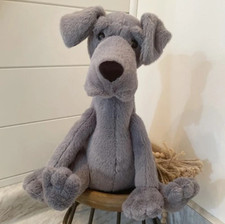 Plush Puppy Dog Stuffed Animal, Tan and Cream with Brown Ears, Shaggy Curly Fur, listing 4