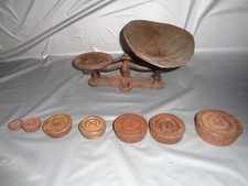 Antique Cast Iron Balance Scale with Copper Pan and Brass Beam, 1 LB Capacity Maker's mark / stamp, listing 5