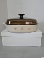 Corning Ware Forever Yours (Pink Hearts) A-10-B 2.5 Quart Square Casserole with Amber Pyrex Lid — listing 6