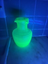 Frigidaire Green Uranium Glass Ribbed Refrigerator Ice Server / Ice Bucket with Fan Handles, 5.5 in., listing 3