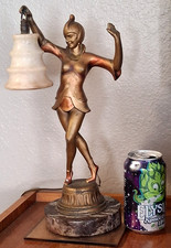 Art Deco Marbled Glass Skyscraper Table Lamp with Chrome and Wood Stand, 15in — listing 5