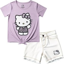 Hello Kitty Girls' Cerise Pink Smocked Sundress with Glitter Face Appliqué, Size 6 — listing 2