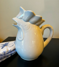Vintage Hand-Painted Rooster Ball Pitcher, Yellow Ware Style — listing 4