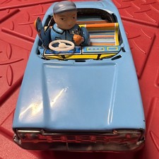 Vintage MF 171 Friction Tin Litho Convertible Car with Driver and Siren, Made in China