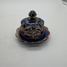 Amethyst Carnival Glass Creamer with Holly/Berry Pattern and Beaded Rim — listing 4