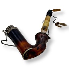 Antique German Carved Wood Hunter's Tobacco Pipe with Hinged Metal Wind Cap — listing 4