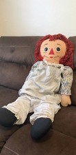 Large Raggedy Ann Cloth Doll with Red Yarn Hair and Floral Dress — listing 2