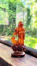 Chinese Carved Amber-Colored Resin Figurine of a Guqin/Zither Player Maiden — listing 5