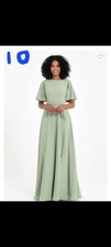 Duntery Olive Green Ruffle V-Neck Chiffon Bridesmaid Maxi Dress (160cm length) — listing 5