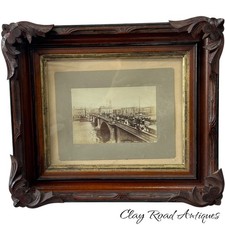 Framed Set of Four Antique Playing Cards (King & Queen) in Ebonized Gold Victorian Frame, 13.25 x 10.5 in