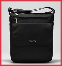 Small Black Nylon Crossbody Utility Pouch with Red/Black Stripe and Red Lining Yes - there is a printed label inside — listing 6