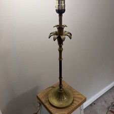 Vintage Gilt Metal Faux Bamboo Palm Tree Table Lamp, 38" Tall — listing 3