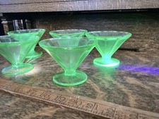Federal Glass Green Uranium (Vaseline) Depression Glass Small Dish, Starburst Pattern, 3 1/4 inch — listing 4