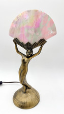 Art Deco Marbled Glass Skyscraper Table Lamp with Chrome and Wood Stand, 15in — listing 6