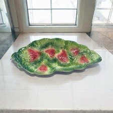 Italian Hand-Painted Terracotta Majolica Small Dishes, Set of 3 (Pear and Rose Patterns)