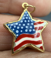 14K White Gold American Flag Lapel Pin with Ruby, Sapphire and Diamond Accents Genuine rubies/sapphires/diamonds