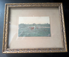 Framed Pastoral Print of Cattle and Geese at Water's Edge — listing 3