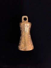 Vintage Etched Brass Hand Bell with Floral Engraving, listing 4