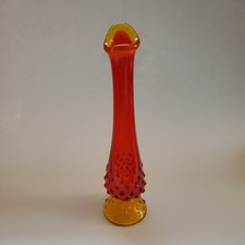 Fenton Amberina Stretch Swung Bud Vase, 18 1/2 inches — listing 6