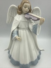 Lladró Porcelain Angel Tree Topper Holding Music Scroll, 'Angelic Melody' Style — listing 6