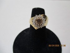 White Gold Halo Engagement Ring with Champagne/Cognac Center Stone and Diamond Accents — listing 3