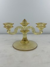 Heisey Trident Sahara Yellow Double Candlestick #134 11in — listing 5