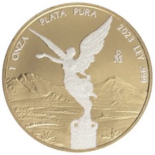 2024 Mexican Silver Libertad 1 oz - Winged Victory (Angel), Gilded/Colorized