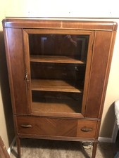 Art Deco Waterfall China Cabinet with Etched Glass Door — listing 2