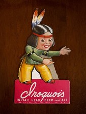 Vintage 1955 Iroquois Beer and Ale 11 Inch Cardboard Advertising Sign / Oversized Coaster, Buffalo NY — listing 5