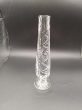 Vintage Cut Lead Crystal Trumpet Bud Vase with Pinwheel/Star Motif