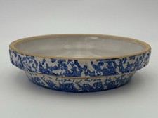 Blue Spongeware Stoneware Serving Bowl — listing 6