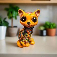 Mexican Folk Art Hand-Painted Talavera-Style Ceramic Cat Figurine — listing 2
