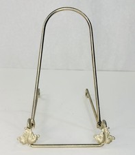 Vintage Cast Brass Leaf-Motif Folding Display Easel / Plate Stand