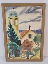 Original Watercolor Painting of Baroque Church Facade, Titled 'Caracas Antiguo', Signed — listing 4
