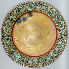 Persian FirOzeh Kubi Turquoise Inlaid Copper Footed Compote Bowl with Pierced Crown Rim — listing 6
