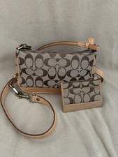 Coach Signature Jacquard Crossbody Bag with Brown Leather Trim — listing 3
