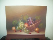 Framed Still Life Print of Grapes in Bowl, Tuscan Style, Double-Matted in Ornate Bronze Gilt Frame — listing 5