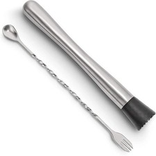 Stainless Steel 5-Piece Bar Tool Set with Stand (Ice Tongs, Bar Knife, Bottle Opener, Hawthorne Strainer) — listing 3
