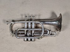 Antique Silver-Plated Cornet with Top-Action Piston Valves — listing 2