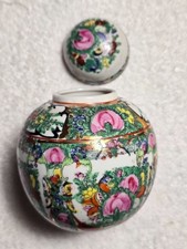 Chinese Rose Medallion Style Porcelain Jardinière with Underplate, Famille Rose Figural Scene — listing 6
